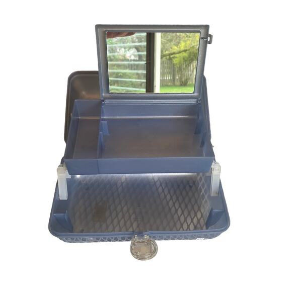 Caboodles On-the-Go Girl Makeup Case Organizer with Mirror Blue Sparkle Travel - Picture 10 of 13